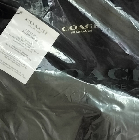 Coach Fragrance Black & Gold Nylon Canvas Tote - Picture 3 of 5